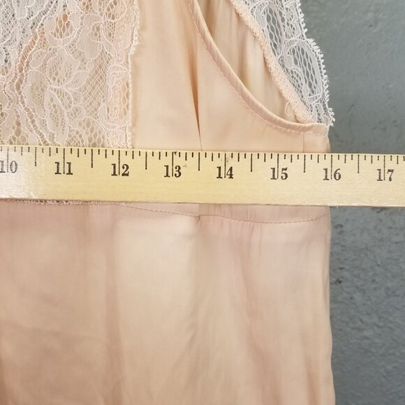 Zara Halter Tank Top Sz M Spaghetti Strap Lace Peach MoP Buttons Satin Coquette - Picture 11 of 11